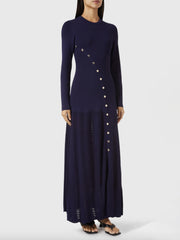 LIZAKOSHT  -  Openwork Round Neck Long Sleeve Sweater Dress