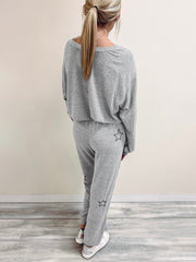 LIZAKOSHT  -  Star Print Long Sleeve Top and Pants Lounge Set