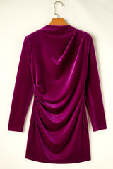 LIZAKOSHT  -  Ruched Mock Neck Long Sleeve Dress