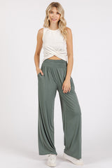LIZAKOSHT  -  Mittoshop Stretch Banded Waist Wide Leg Pants with Pockets