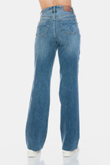 LIZAKOSHT  -  Judy Blue Full Size Tummy Control Cut Raw Hem Straight Jeans