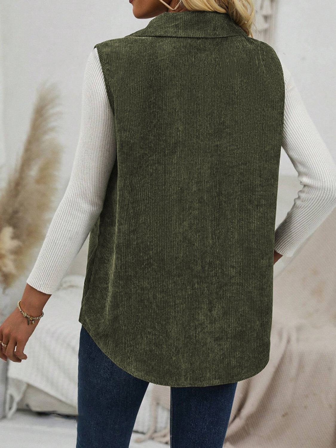 LIZAKOSHT  -  Button Up Collared Neck Vest Coat