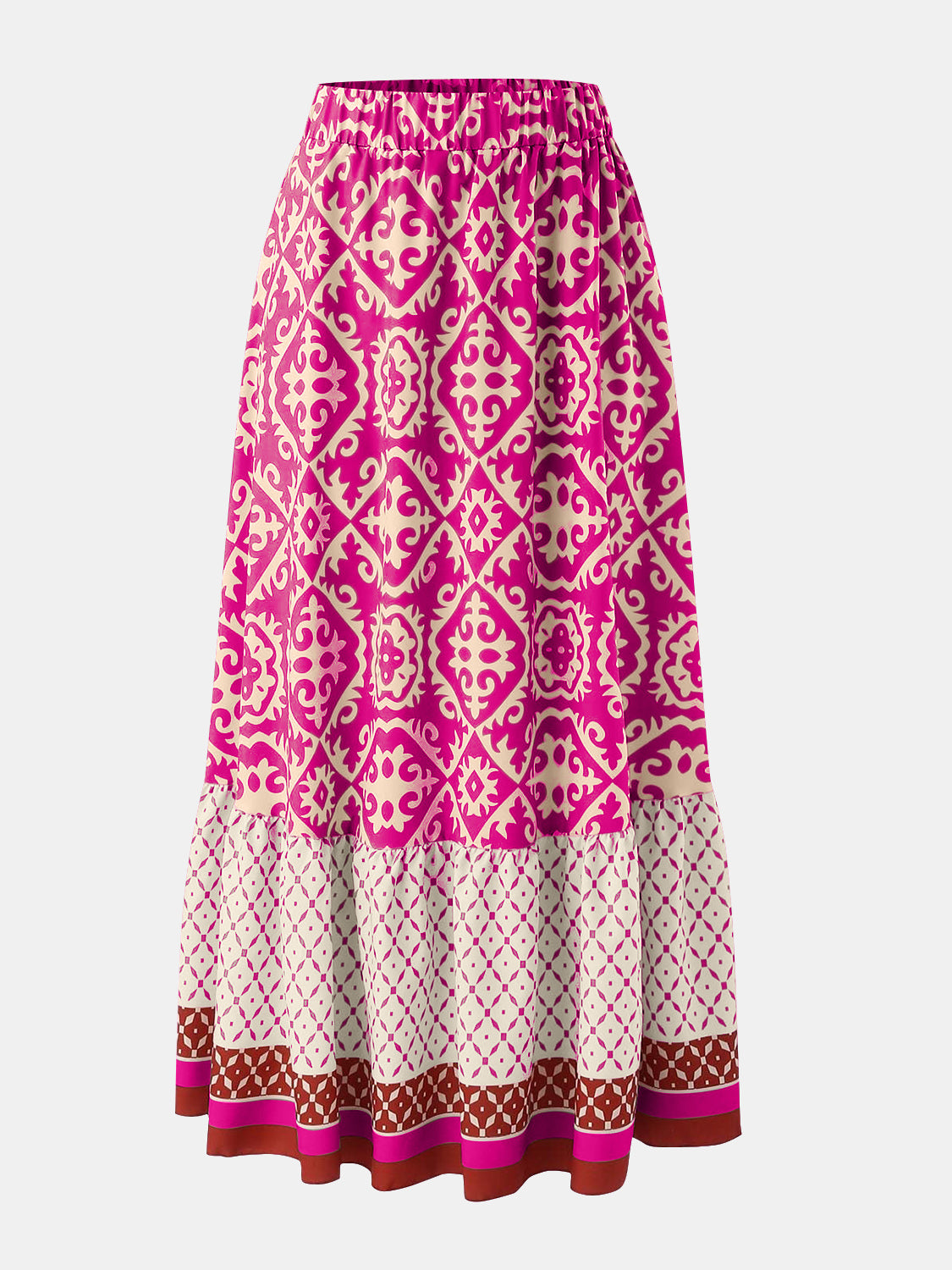 LIZAKOSHT  -  Geometric Elastic Waist Maxi Skirt
