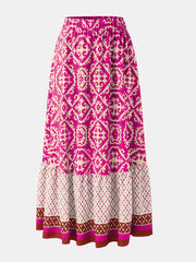 LIZAKOSHT  -  Geometric Elastic Waist Maxi Skirt