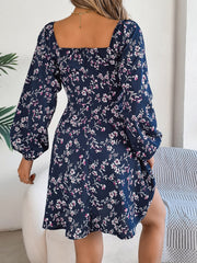LIZAKOSHT  -  Printed Sweetheart Neck Balloon Sleeve Mini Dress