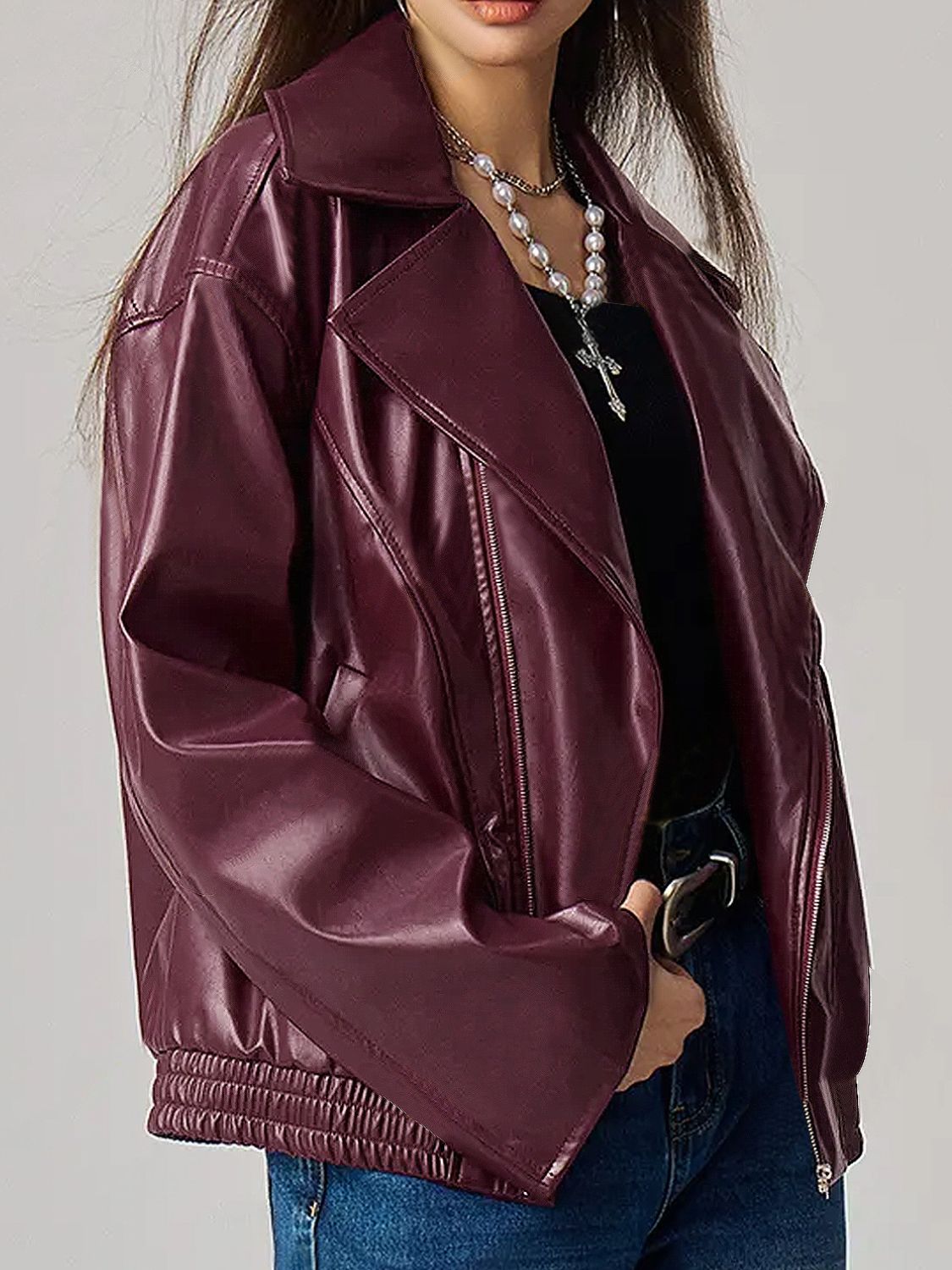 LIZAKOSHT  -  Zip Up Drop Shoulder Jacket