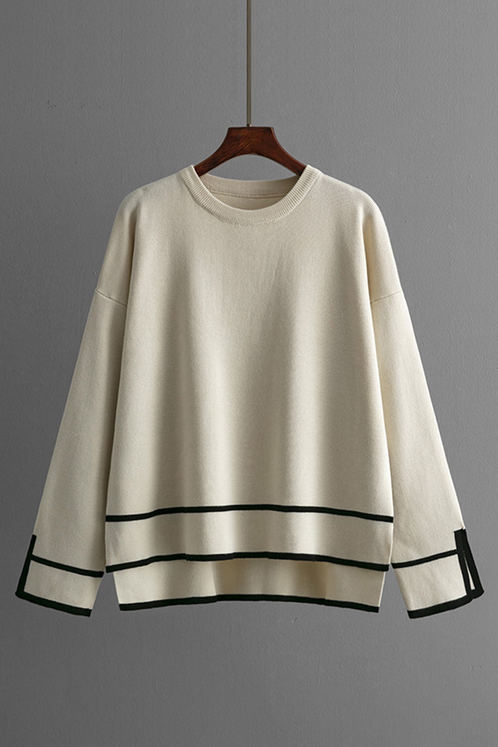 LIZAKOSHT  -  High-Low Round Neck Top and Pants Sweater Set