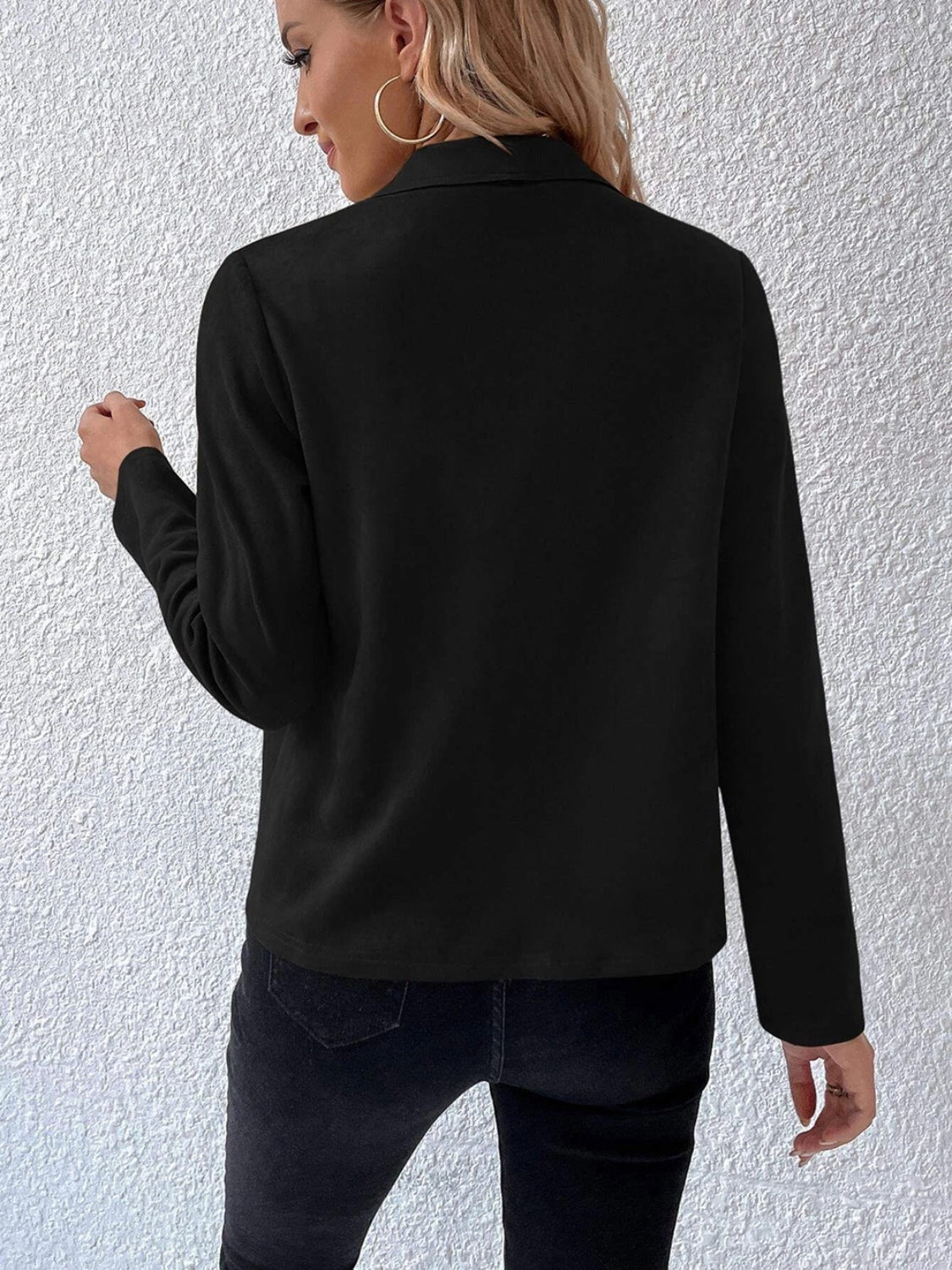 LIZAKOSHT  -  Collared Neck Long Sleeve Jacket
