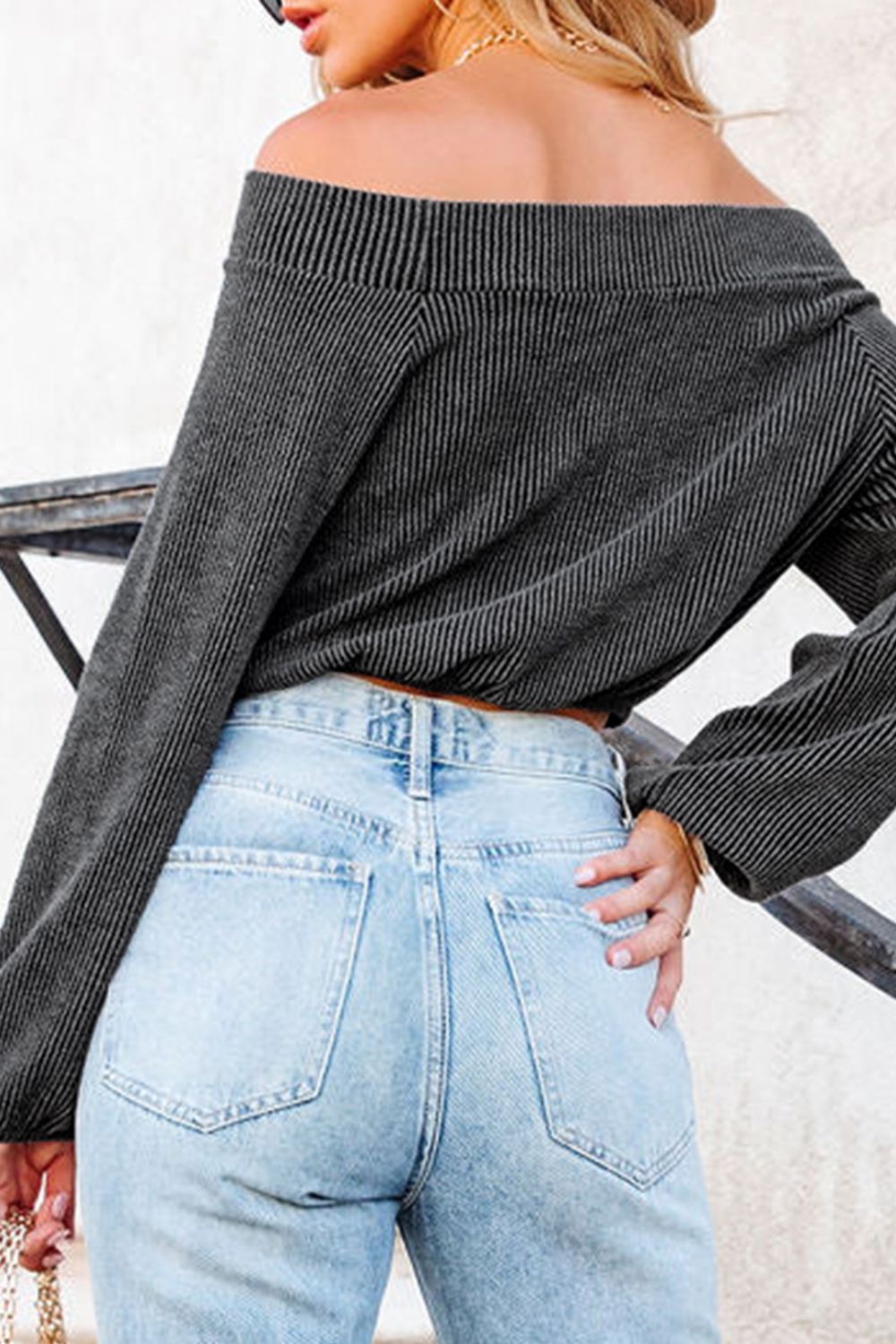 LIZAKOSHT  -  Off-Shoulder Long Sleeve Top