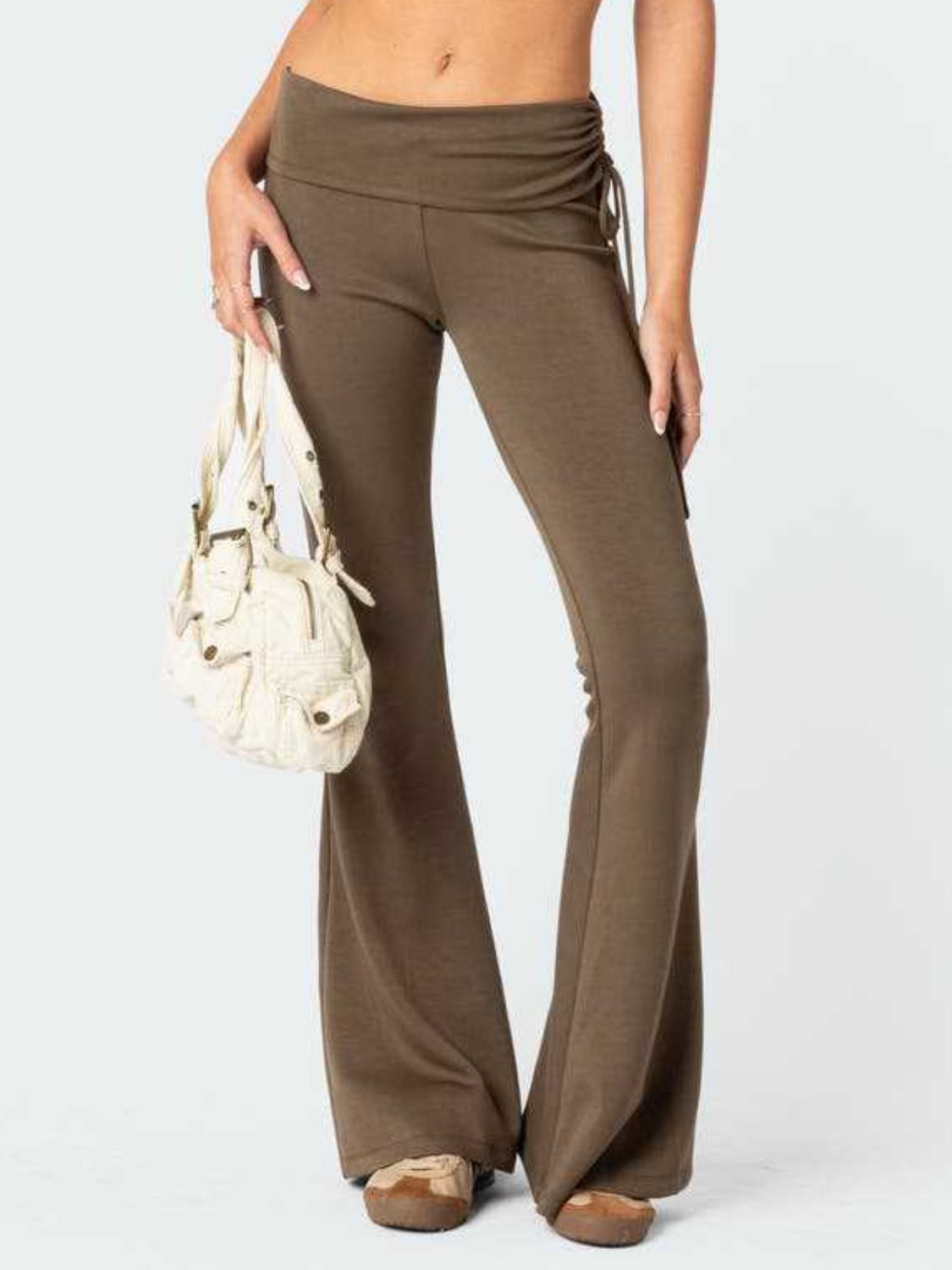 LIZAKOSHT  -  Drawstring Ruched Flare Pants