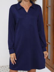 LIZAKOSHT  -  Johnny Collar Long Sleeve Dress