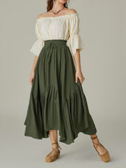 LIZAKOSHT  -  Smocked Waist Band Ruched Layered Skirt