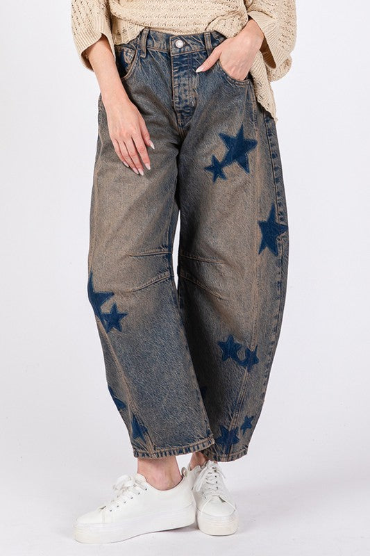 LIZAKOSHT  -  SAGE + FIG Star Wide Leg Jeans with Pockets