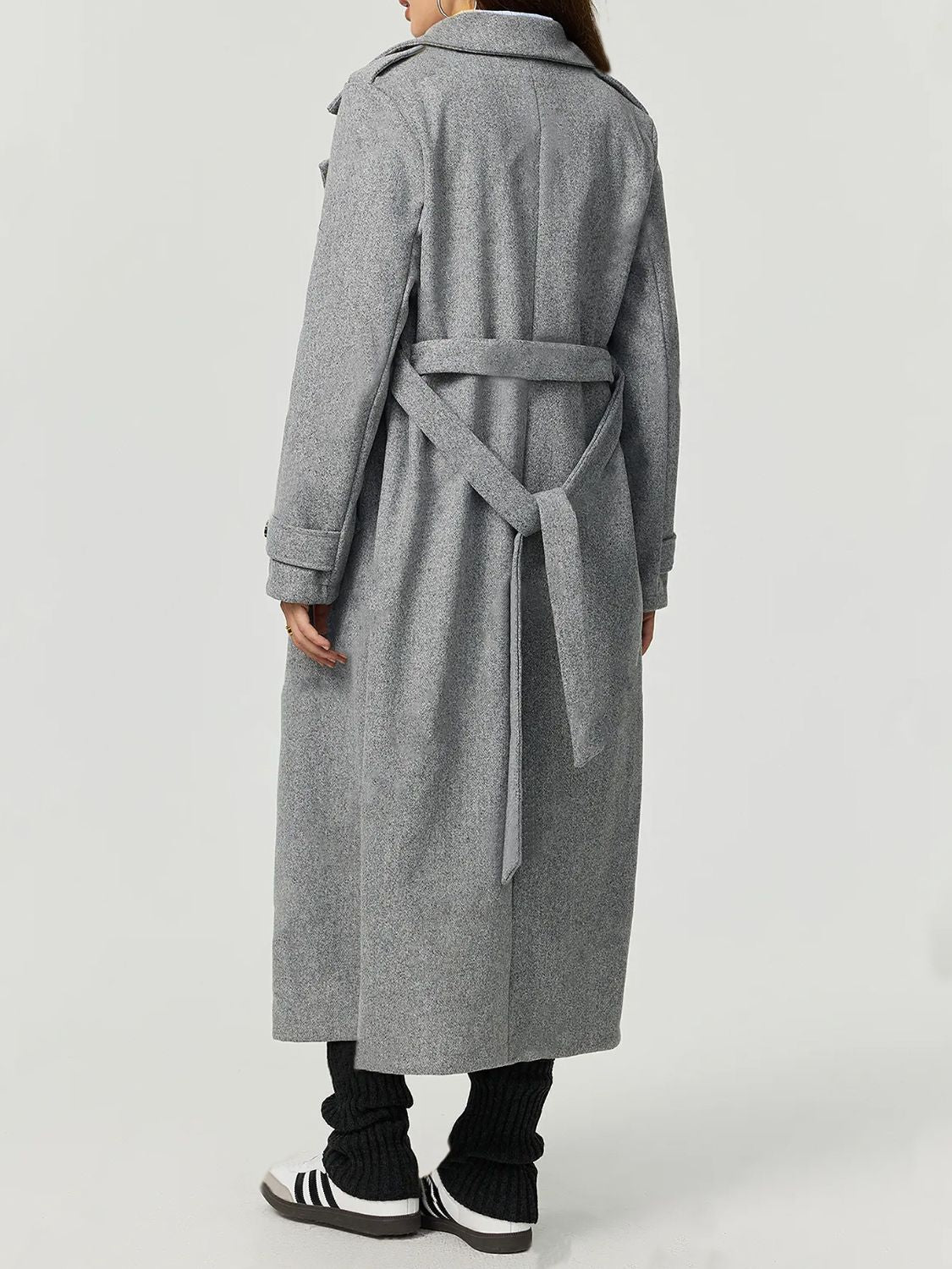 LIZAKOSHT  -  Collared Neck Long Sleeve Longline Coat