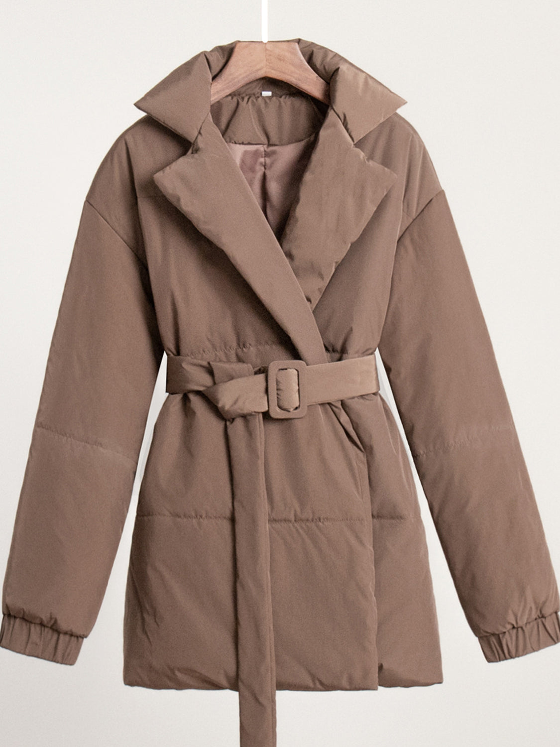 LIZAKOSHT  -  Puffer Long Sleeve Winter Coat with Belt