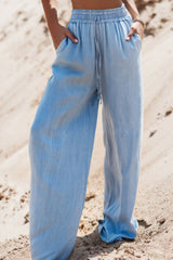 LIZAKOSHT  -  Drawstring Wide Leg Jeans