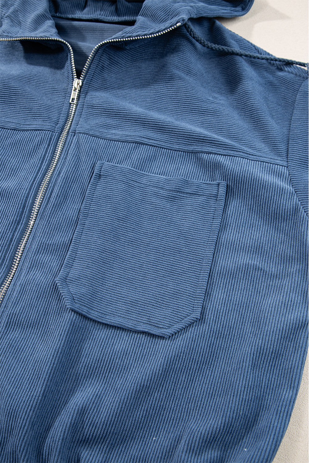LIZAKOSHT  -  Pocketed Zip Up Long Sleeve Hooded Jacket