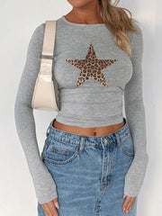 LIZAKOSHT  -  Devine Star Round Neck Long Sleeve T-Shirt