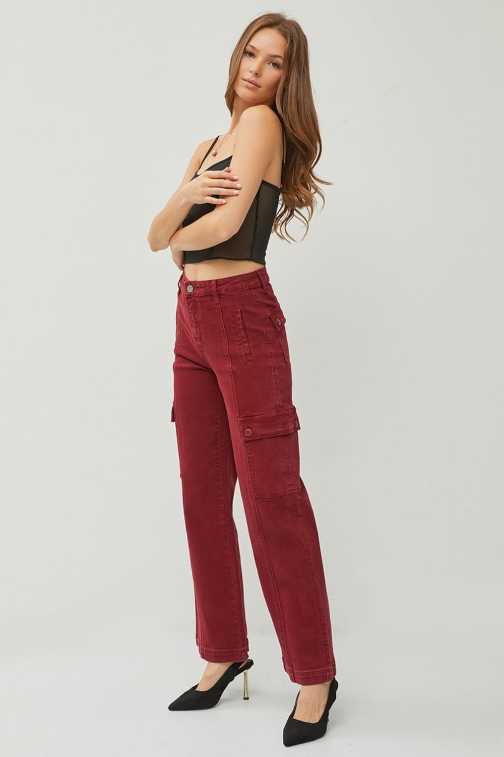 LIZAKOSHT  -  Full Size High Rise Wide Leg Cargo Jeans