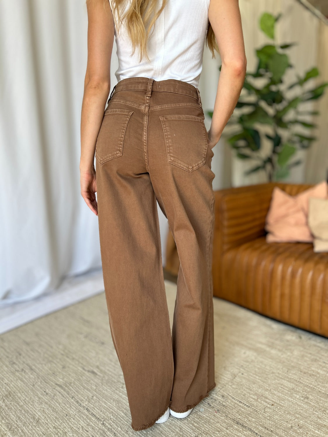 LIZAKOSHT  -  RFM Full Size High Rise Garment Dye Wide Leg Jeans