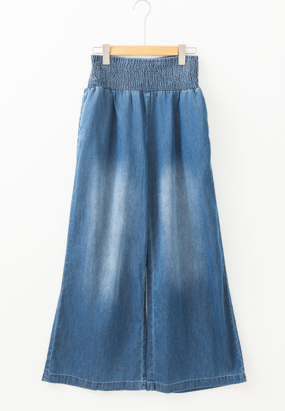 LIZAKOSHT  -  Smocked Wide Leg Jeans
