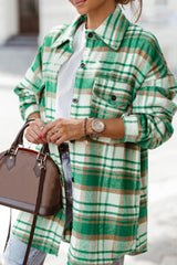LIZAKOSHT  -  Plaid Flap Pocket Long Sleeve Shacket