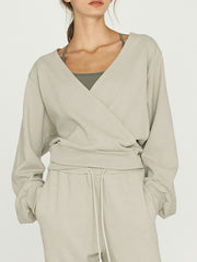 LIZAKOSHT  -  Surplice Long Sleeve Sweatshirt