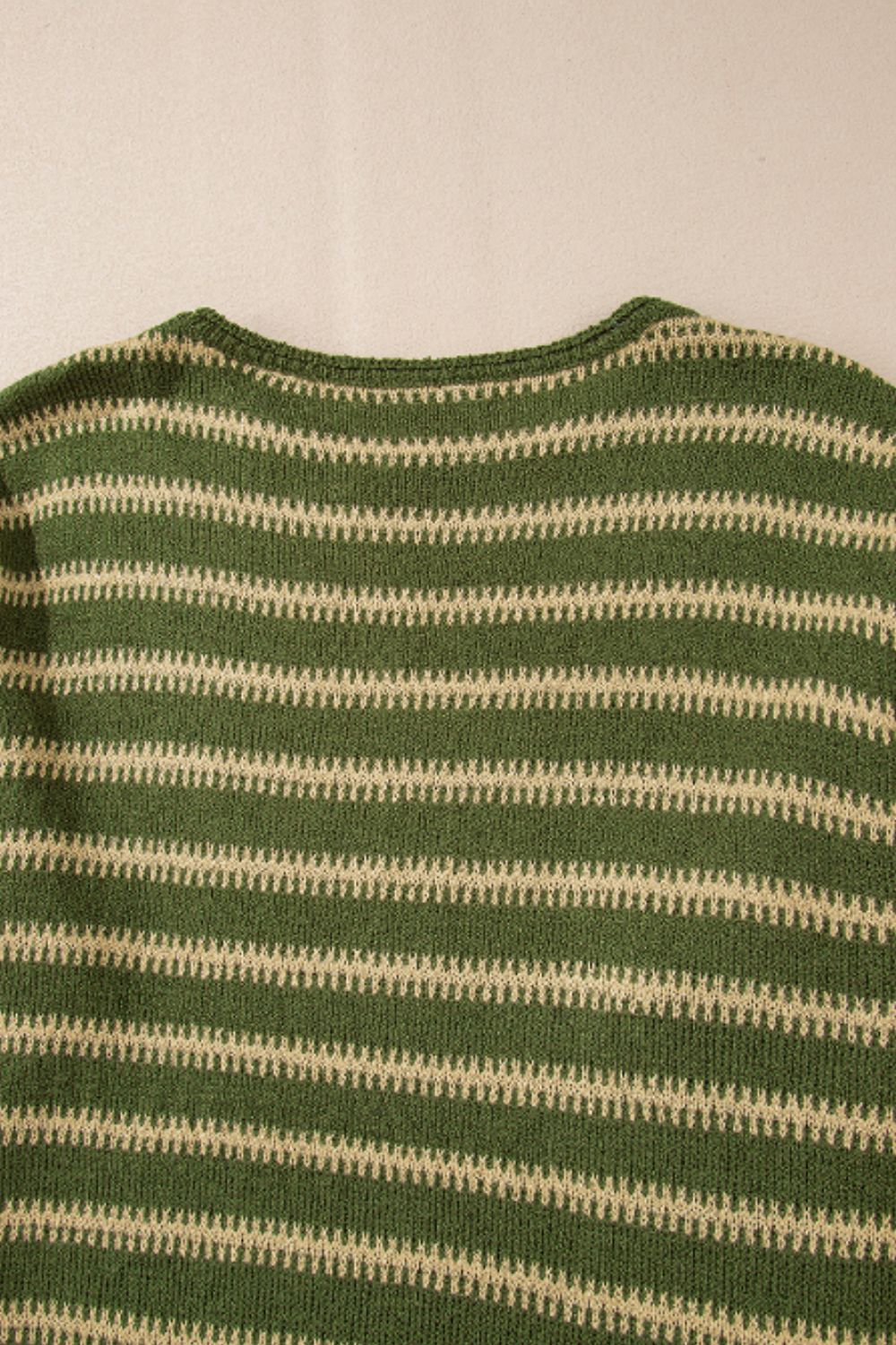 LIZAKOSHT  -  Striped Round Neck Dropped Shoulder Sweater