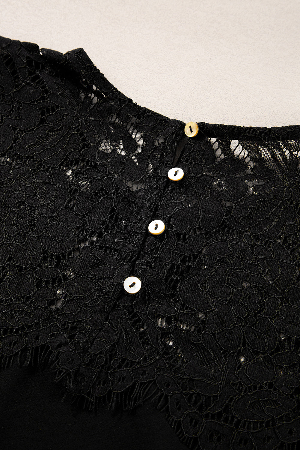 LIZAKOSHT  -  Lace Detail Round Neck Long Sleeve Blouse