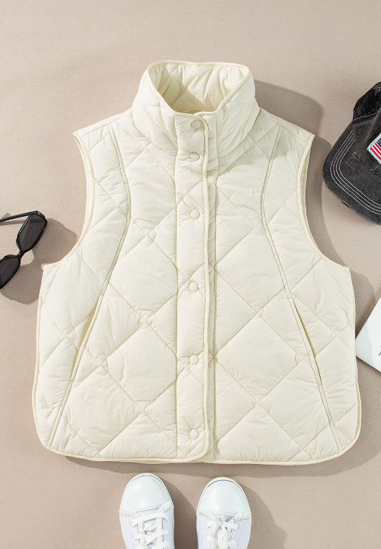 LIZAKOSHT  -  Snap Down Texture Vest Coat with Pockets