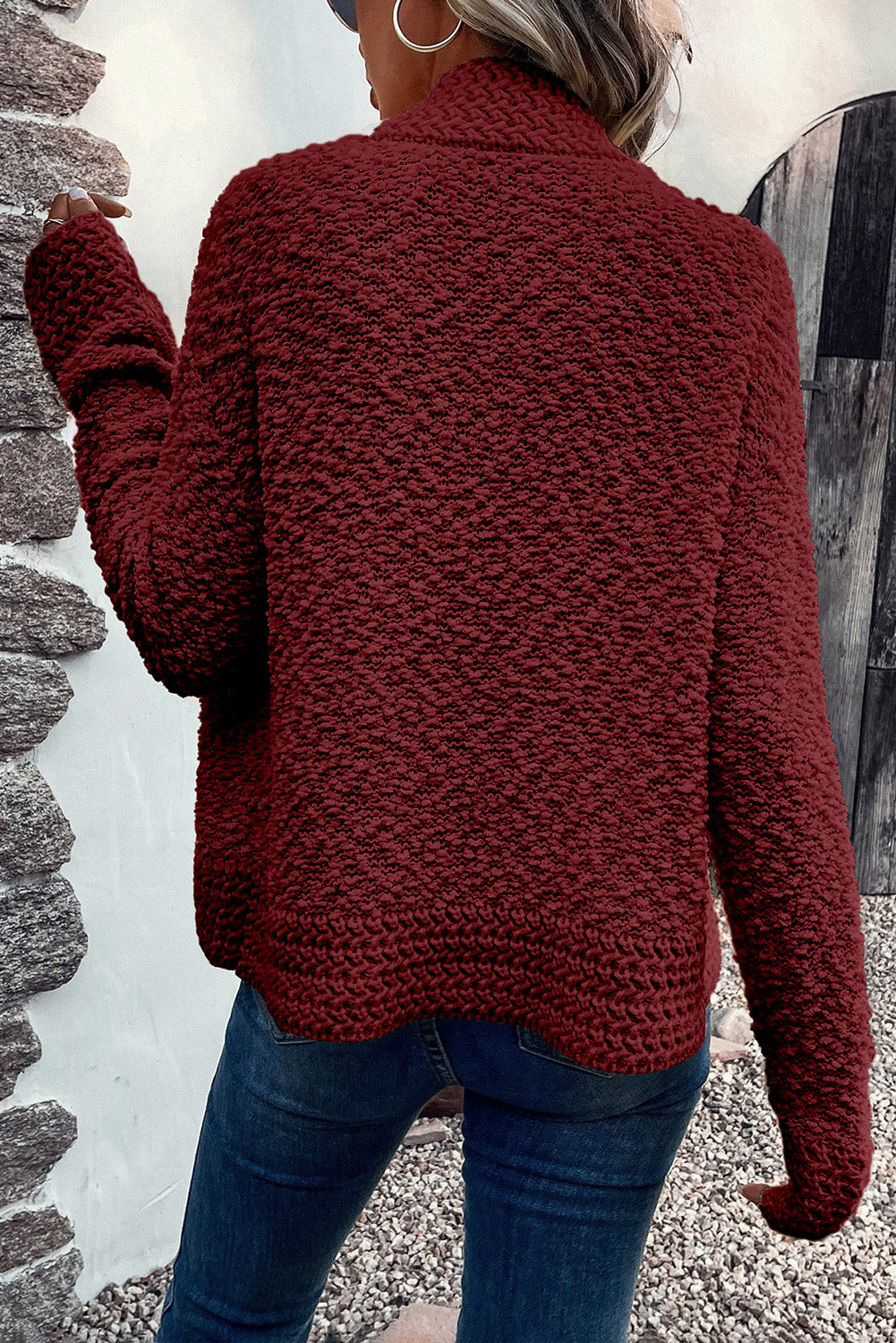 LIZAKOSHT  -  Solid Color Open Front Cardigan