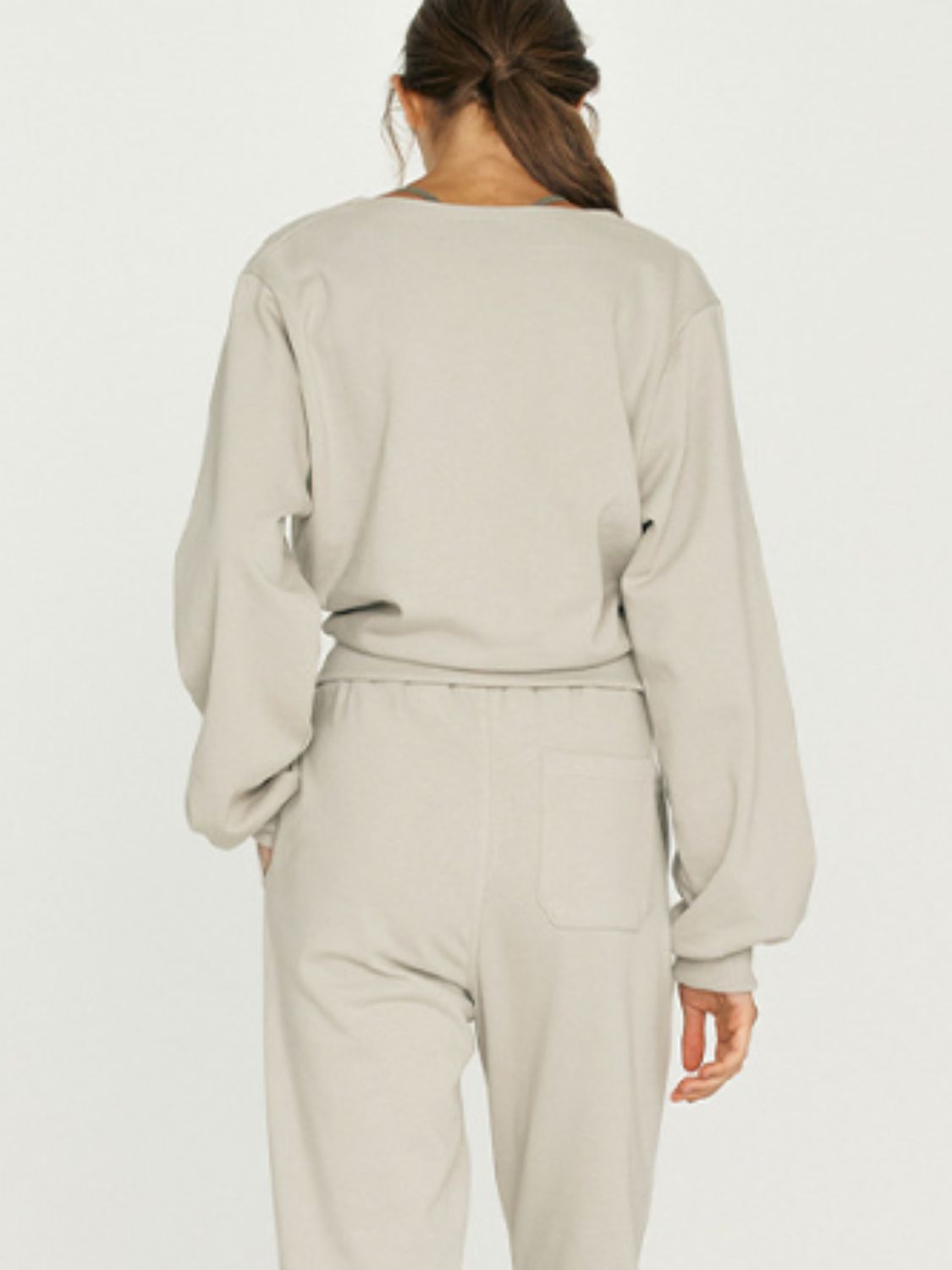 LIZAKOSHT  -  Surplice Long Sleeve Sweatshirt