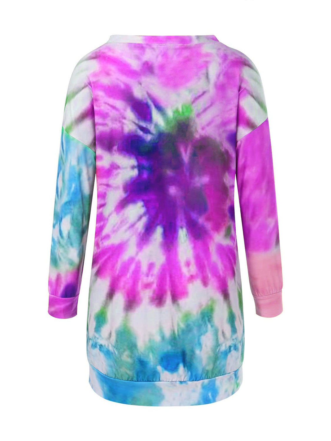 LIZAKOSHT  -  Full Size Tie-Dye Round Neck Long Sleeve Dress