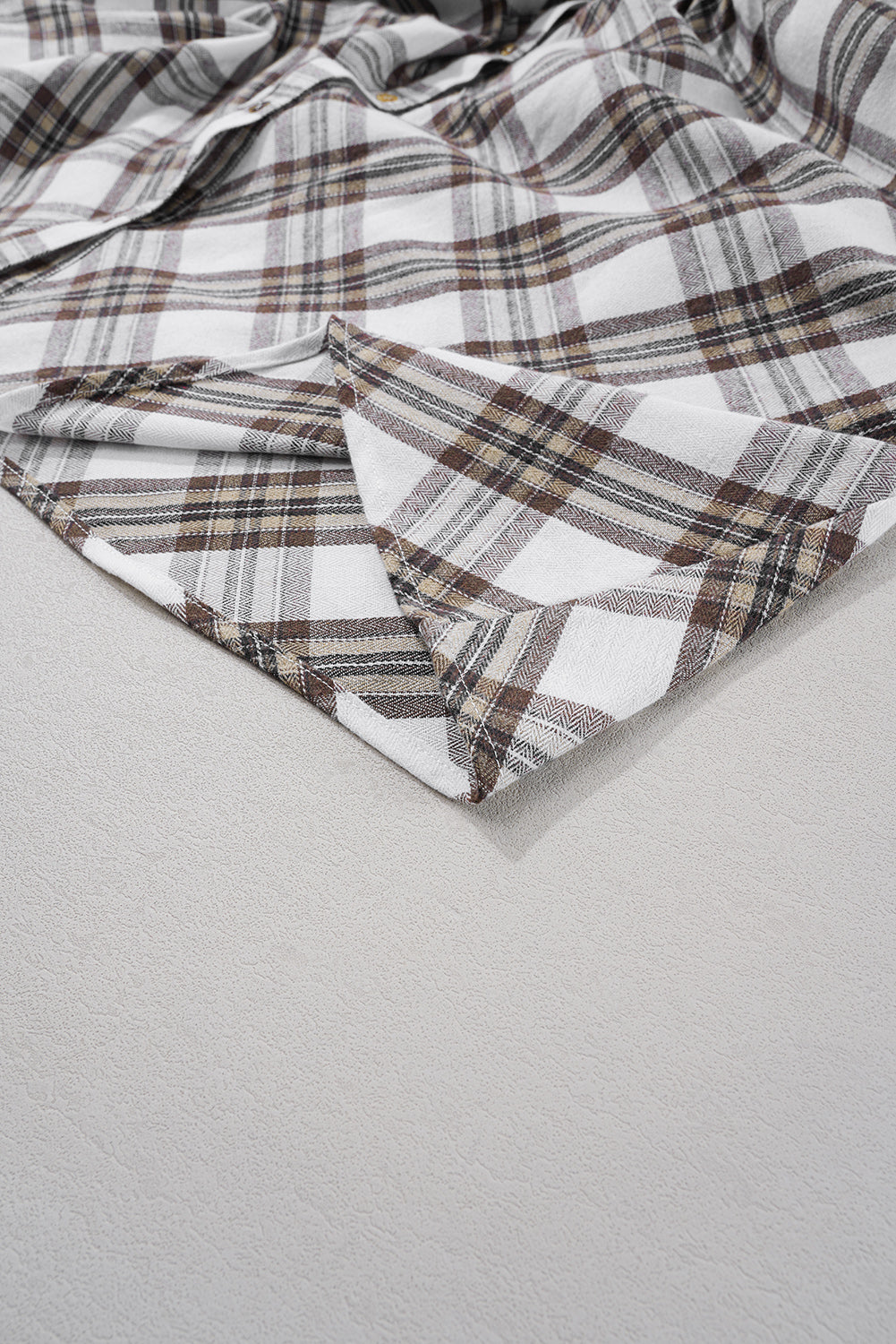 LIZAKOSHT  -  Full Size Plaid Collared Neck Balloon Sleeve Mini Shirt Dress