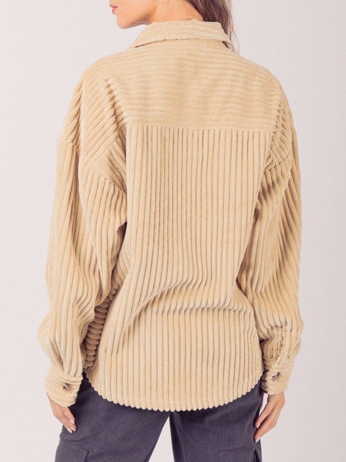 LIZAKOSHT  -  Button Up Long Sleeve Corduroy Jacket