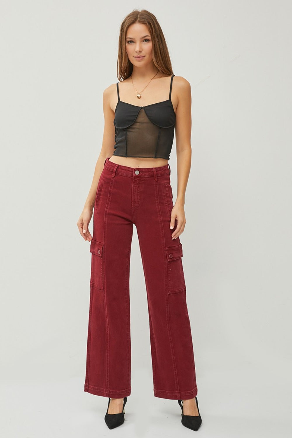 LIZAKOSHT  -  Full Size High Rise Wide Leg Cargo Jeans