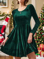 LIZAKOSHT  -  Round Neck Long Sleeve Knee Length Dress