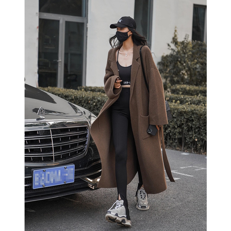 Lizakosht Women Woolen Coat Winter Elegant Temperament Coat Casual Loose Warm Mid Length Woolen Coat Jackets Female Ladies Streetwear