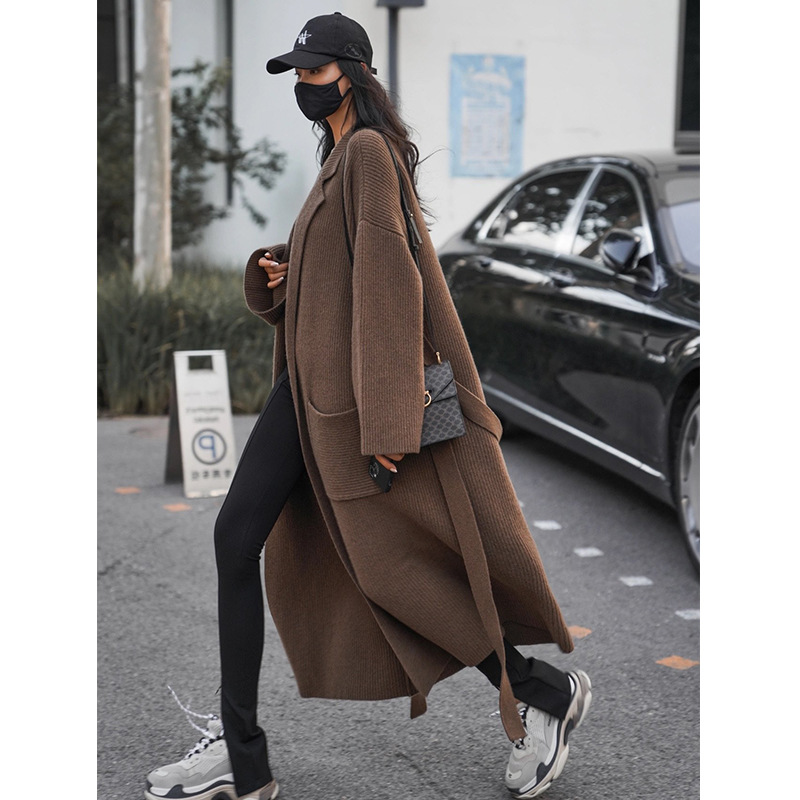 Lizakosht Women Woolen Coat Winter Elegant Temperament Coat Casual Loose Warm Mid Length Woolen Coat Jackets Female Ladies Streetwear