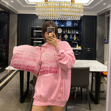 Letter Embroidery White Crewneck Sweatshirt Women Winter Tops Oversized Cool Girls Streetwear New Korean Fashion Pullover Casual