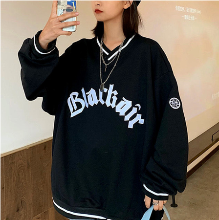 Letter Embroidery White Crewneck Sweatshirt Women Winter Tops Oversized Cool Girls Streetwear New Korean Fashion Pullover Casual