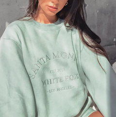 Letter Embroidery White Crewneck Sweatshirt Women Winter Tops Oversized Cool Girls Streetwear New Korean Fashion Pullover Casual