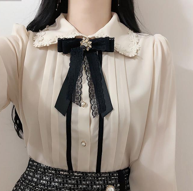 Lizakosht Spring Women's Cute Tops Preppy Style Vintage Japaneses Korea Design Button Elegant Formal Shirts Blouses Pink White 12020