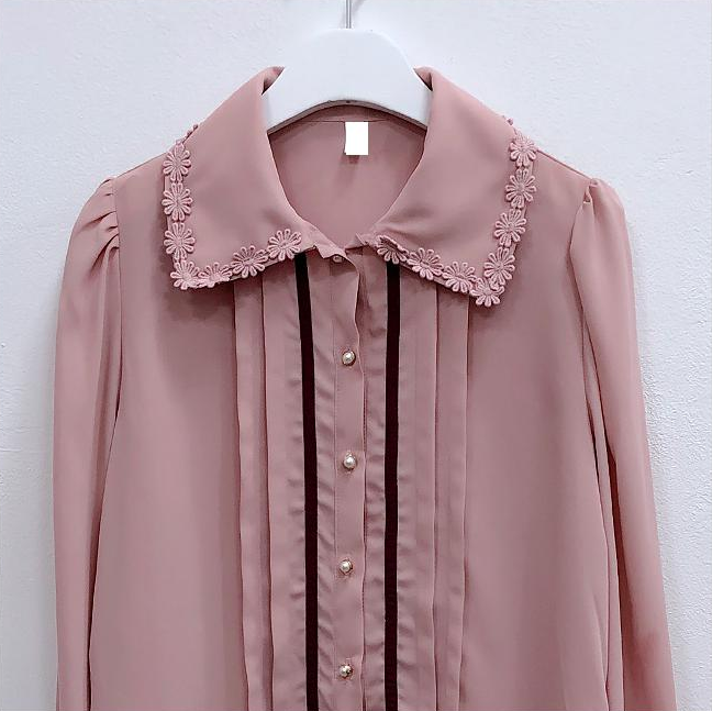 Lizakosht Spring Women's Cute Tops Preppy Style Vintage Japaneses Korea Design Button Elegant Formal Shirts Blouses Pink White 12020