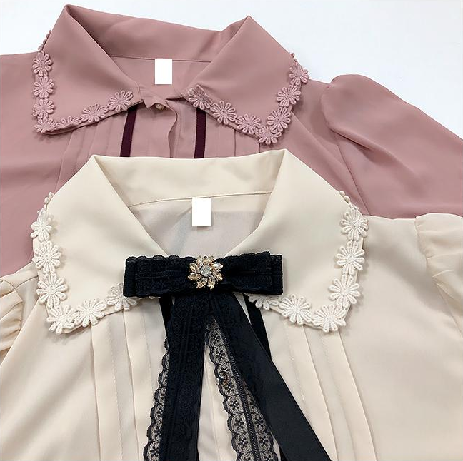 Lizakosht Spring Women's Cute Tops Preppy Style Vintage Japaneses Korea Design Button Elegant Formal Shirts Blouses Pink White 12020