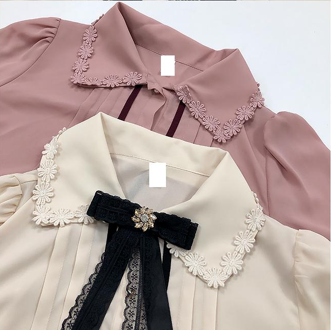 Lizakosht Spring Women's Cute Tops Preppy Style Vintage Japaneses Korea Design Button Elegant Formal Shirts Blouses Pink White 12020