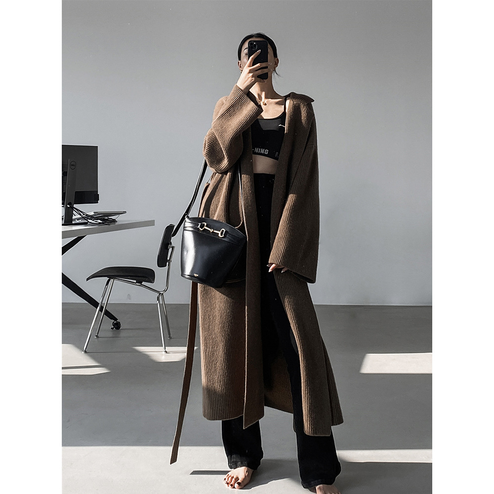 Lizakosht Women Woolen Coat Winter Elegant Temperament Coat Casual Loose Warm Mid Length Woolen Coat Jackets Female Ladies Streetwear