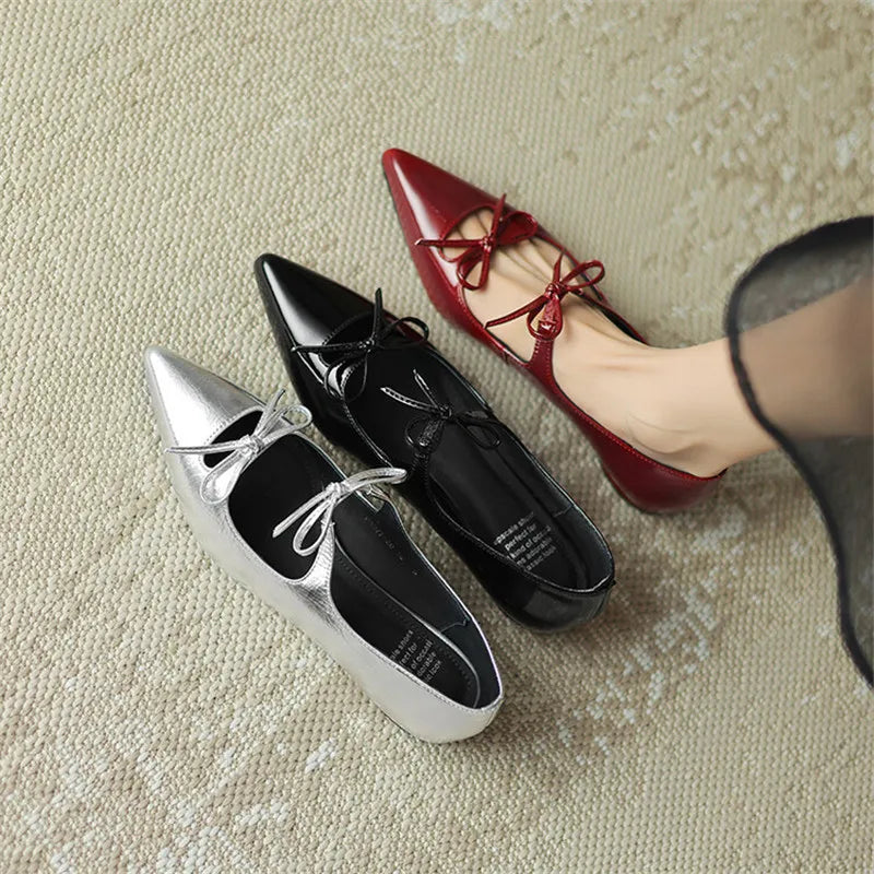 Lizakosht New Spring/Autumn Pointed Toe Women Pumps Patent Leather Low Heels Shoes for Women Comfortable Mary Jane Shoes Ladies Shoes