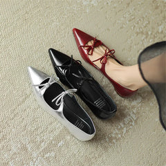 Lizakosht New Spring/Autumn Pointed Toe Women Pumps Patent Leather Low Heels Shoes for Women Comfortable Mary Jane Shoes Ladies Shoes