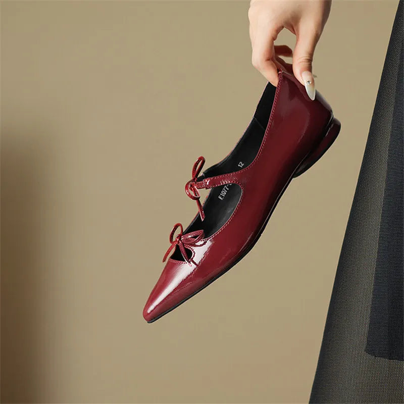 Lizakosht New Spring/Autumn Pointed Toe Women Pumps Patent Leather Low Heels Shoes for Women Comfortable Mary Jane Shoes Ladies Shoes